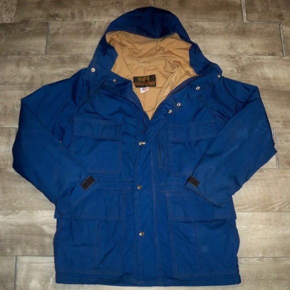 Hansa-Branta Mens Stearns Anorak Lined Blue Parka Coat Jacket Sz Medium Vintage